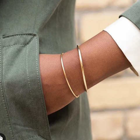 Bracelets de manchette pour femmes, en acier inoxydable, sans vernissage Minimal, nœud torsadé, doré 18 carats ► Photo 1/6