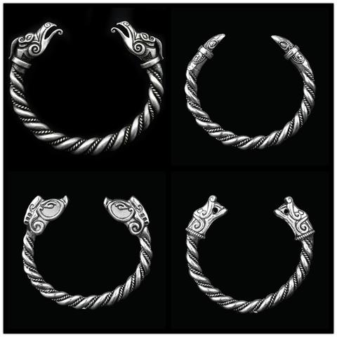 Bracelet de sanglier Viking loup à la main à la mode pour hommes manchette argent tibétain Odin corbeau ouverture Bracelet Bracelets bijoux ► Photo 1/6