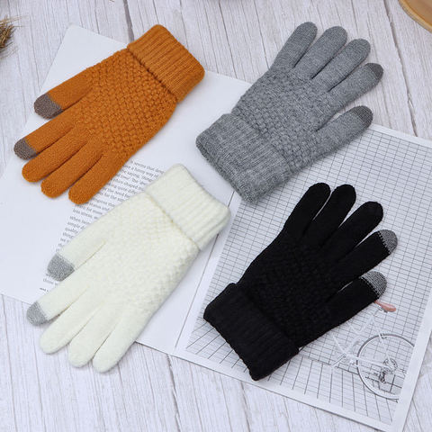 2022 nouvelle mode hiver femmes cachemire laine tricoté gants couleur écran tactile gants exquis chaleur ► Photo 1/6