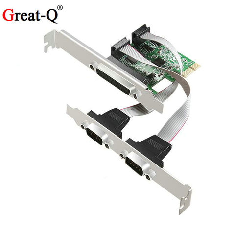 Adaptateur de carte PCI Express COM et DB25 pour imprimante, Port série rs232 parallèle LPT à PCI-E, convertisseur de puce AX99100 ► Photo 1/3