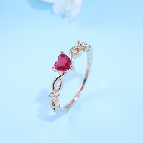 Simple coeur anneau femmes strass mignon doigt anneaux de mariage fiançailles cadeau d'anniversaire pour petite amie Zircon pierre bijoux ► Photo 1/6