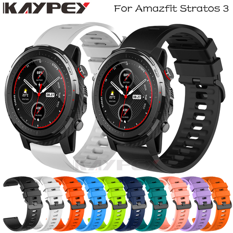 Bracelet de remplacement en Silicone souple 22MM pour Xiaomi Amazfit Stratos 3 2/2s Bracelet de montre intelligente pour Bracelet Huami Amazfit GTR 47MM ► Photo 1/6