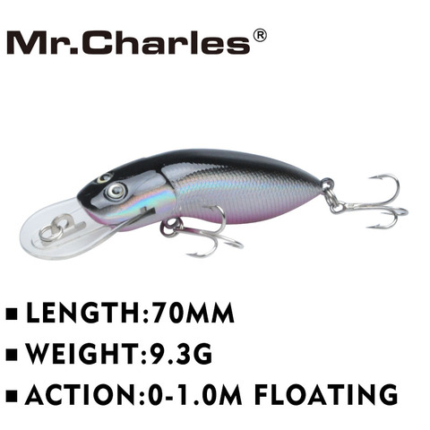 Mr.Charles-leurre de pêche MR39, appât de pêche professionnel rigide flottant, avec yeux 3D de qualité, 0 à 9.3 M, 70mm/1.0g ► Photo 1/6