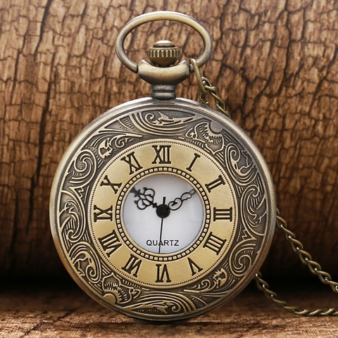 Montre à Quartz, Vintage chiffres Bronze romain, pendentif de poche, chaîne, bijoux d'anniversaire noël, cadeaux pour hommes, femmes amis ► Photo 1/6