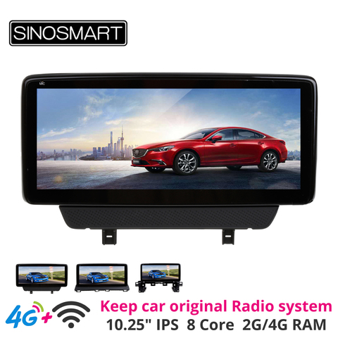 Sinosmart 10.25 'voiture GPS Navigation pour Mazda CX-5 Android 2 CX-3 Axela 2013-20 garder voiture d'origine système Audio Radio IPS écran ► Photo 1/5