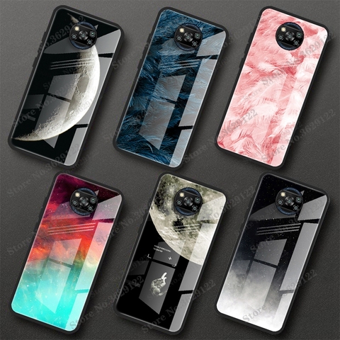 Pour POCO X3 étui en marbre verre souple Silicone housse de protection pour POCOPhone X3 NFC Capa pour Xiaomi POCO X3 NFC Mi10 Lite 10 Pro étui ► Photo 1/6