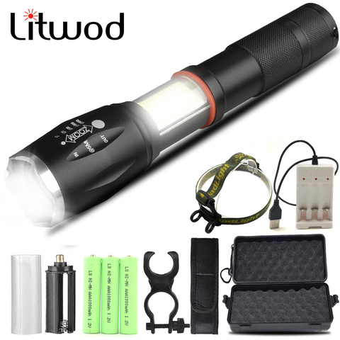 Lanterne résistante aux chocs, lampe de poche Led ampoules en lithium-wod, pour l'auto-défense, pour la chasse, le cyclisme, l'escalade, le Camping et l'extérieur ► Photo 1/6