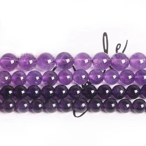 Améthystes naturelles de haute qualité 4/6/8/10/12 /14mm collier lisse rond Bracelet bijoux perles en vrac 15 pouces wk79 ► Photo 1/6