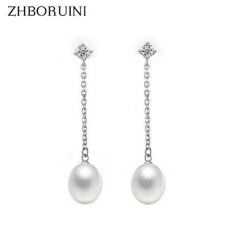 ZHBORUINI 2017 Mode Perle Boucles D'oreilles Naturel D'eau Douce Perle 925 Bijoux En Argent Sterling Pour Femme Perle Longue Boucle D'oreille Cadeau ► Photo 1/6