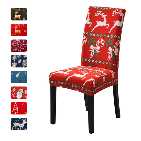 Housses de chaises élastiques extensibles, taille universelle, pour cuisine, décoration de noël ► Photo 1/6