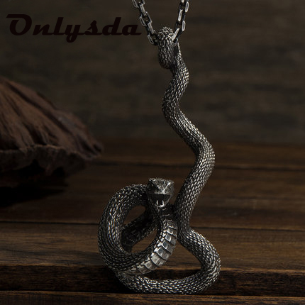 Collier amulette avec pendentif serpent pour homme, en acier inoxydable, punk, Rock, Animal, suspension, bijoux, cadeau, OSDZ133 ► Photo 1/5