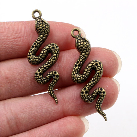 Serpent plaqué Bronze Antique, 43x15mm, fait à la main, bricolage pour bracelet pendentif à breloques, 5 pièces, necklace-Q6-26 ► Photo 1/2