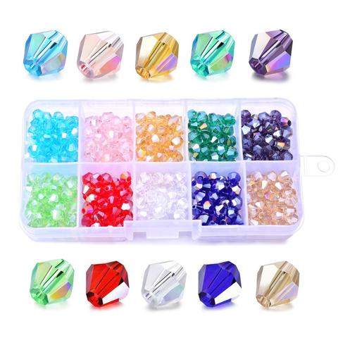 Lot de 5238 perles à facettes en cristal AB Bicone, pour la fabrication de bijoux, bricolage, couture, 3/4/6/8mm, vente en gros ► Photo 1/6