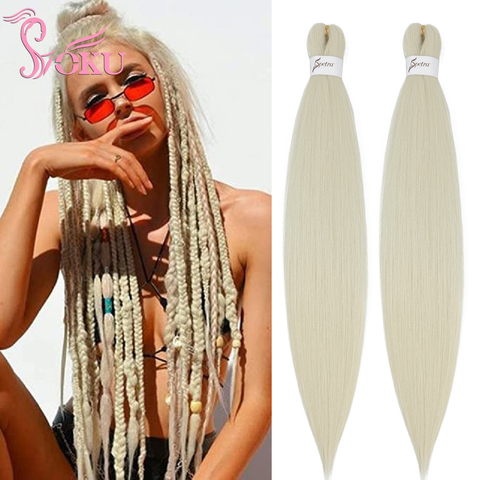 SOKU – Extensions de tresses synthétiques blondes ombrées, 24 pouces, Crochet torsadé, Yaki lisse, bricolage, tresses pré-étirées, facile à tresser ► Photo 1/6