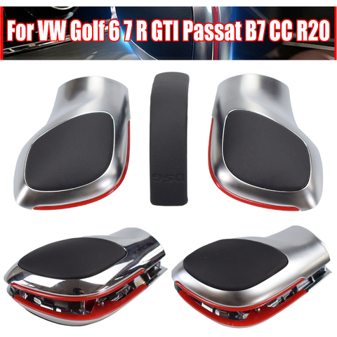 Pommeau de levier de vitesse avec emblème DSG ABS/cuir, pour VW Golf 6 7 R GTI Passat B7 B8 CC R20 Jetta MK6 GLI Auto, pommeau de tête chromé/mat ► Photo 1/6