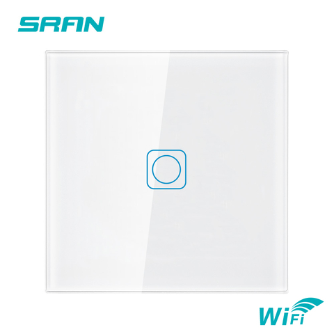 SRAN – interrupteur mural intelligent sans fil, 1/2 voies, wi-fi, TUYA, EU, fonctionne avec Alexa, Google Home, Echo ► Photo 1/6