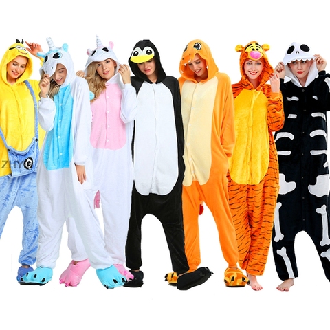 Pyjama en flanelle pour adultes, Animal, licorne, Cosplay pour femmes, point Totoro, tigre, vêtements de nuit, fête de noël ► Photo 1/6