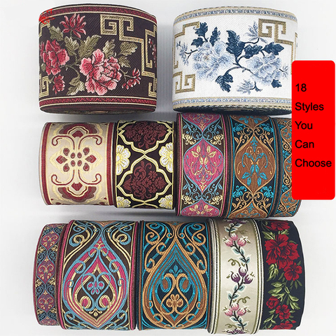 Ruban avec fleurs colorées, 1M, style scandinave, joli emballage cadeau, rubans de noël, tissu en dentelle, HB164 ► Photo 1/1