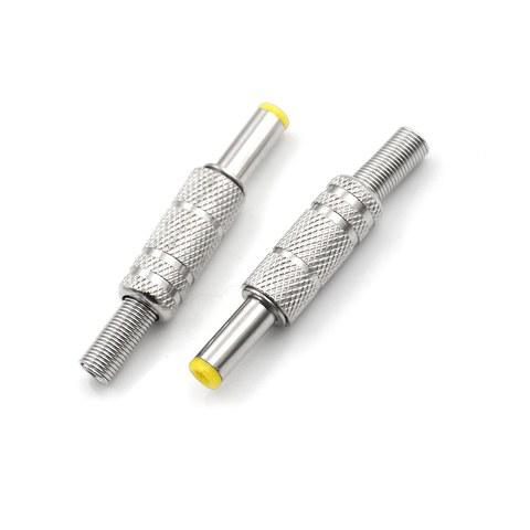 Prise métallique DC Power mâle | Une pièce, connecteur adaptateur de prise, avec tête jaune 5.5*2.1 5.5x2.1mm ► Photo 1/6