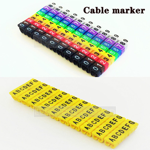 Marqueur de câble en plastique, étiquette EC-0, numéro 0 à 9, taille de câble, 1,5mm carré, marqueur d'isolation de câbles en PVC coloré ► Photo 1/6