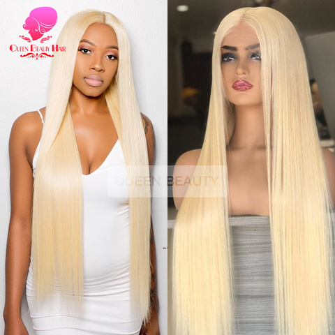 Perruque Lace Frontal Wig 613 naturelle brésilienne Remy, cheveux lisses, blond miel ombré, 28 30 32 pouces, 13x4, avec Baby Hair, 613 ► Photo 1/6