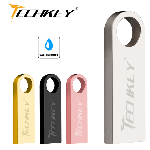 Clé Usb Techkey clé usb 4GB 8GB 16GB 32GB métal Rectangle nouvelle mode Usb 2.0 stylo lecteur mémoire clé carte u disque cadeau ► Photo 1/6