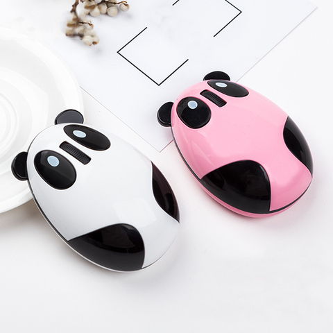 Souris optique sans fil Rechargeable, silencieuse, ergonomique, USB, rose, en forme de Panda, pour ordinateur portable, PC, Macbook, pour filles ► Photo 1/6