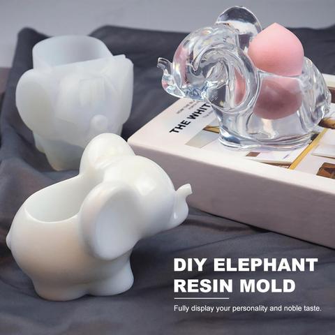 Résine bricolage époxy miroir tridimensionnel éléphant maquillage oeuf stockage coquille océan Silicone moule sont de l'artisanat ► Photo 1/6