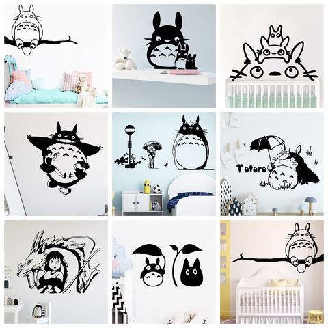 Animation japonaise et bande dessinée Totoro vinyle autocollant mural décor à la maison pour enfants chambre bande dessinée décalcomanie autocollants Vinilo Decorativo ► Photo 1/6