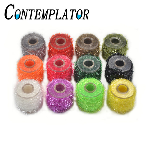 Contemplateur 12 couleurs en option Cactus Tinsel bobine cristal Flash fil glace Chenille mouche attachant des matériaux pour les mouches de brochet ► Photo 1/6