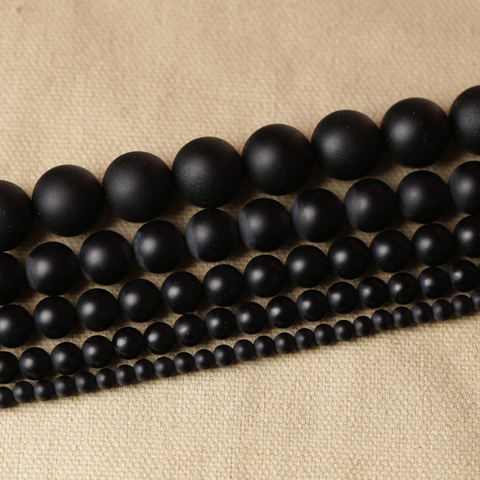 Livraison gratuite pierre naturelle noir mat Onyx Agates perles rondes gel mat poli Agat perles pour la fabrication de bijoux 15.5 pouces 4/6/ ► Photo 1/4