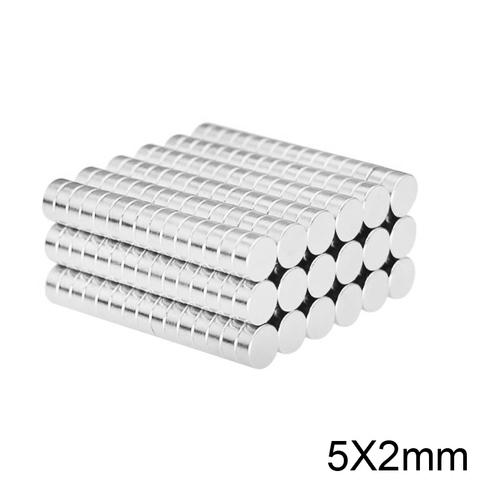 Lot de 10 à 1500 aimants ronds puissants en néodyme à base de terres rares, 5x2mm, diamètre 5x2mm, pour réfrigérateur ► Photo 1/6