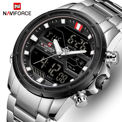 NAVIFORCE montres pour hommes marque de luxe Sport Quartz montre-bracelet étanche militaire numérique mâle horloge acier Relogio Masculino ► Photo 1/6