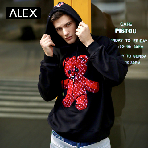 Alex Plein sweat hommes 100% coton ours en peluche broderie surdimensionné esthétique sweat à capuche Steetwear hommes mode homme vêtements nouveau ► Photo 1/5