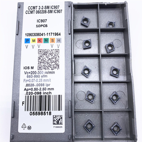 Outil de tournage et de fraisage CNC, avec Insert en carbure CCMT060208 SM IC907 IC908, 10 pièces ► Photo 1/3