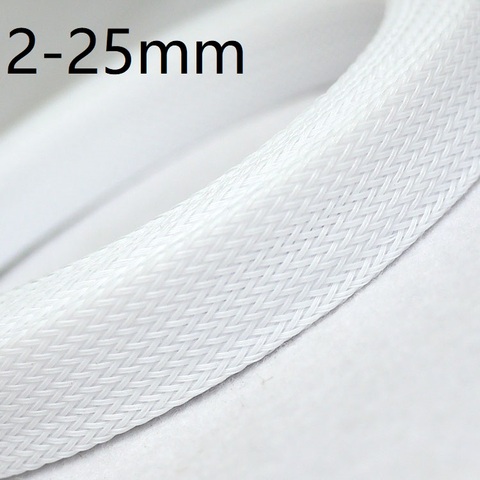 Manchon de fil tressé PET blanc | Serré, haute densité, Protection de câbles isolés, extensible, couleur unique, 3 4 6 8 10 12 14 16 20 25mm ► Photo 1/3