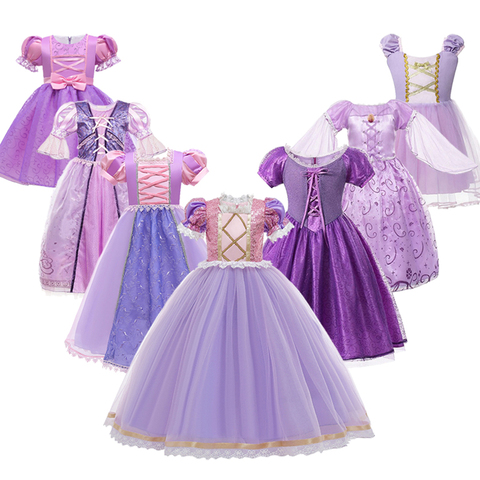 VOGUEON – robe raiponce pour filles, tenue princesse Cosplay, fantaisie, paillettes, violet, luxe, emmêlé, fête d'halloween, robe de bal ► Photo 1/4