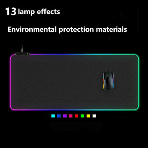 Lumière LED tapis de souris de jeu RGB grande couverture de clavier antidérapant Base en caoutchouc tapis d'ordinateur tapis de bureau PC jeu tapis de souris ► Photo 1/6