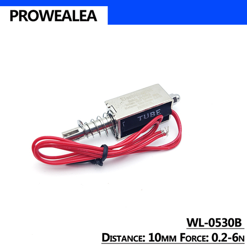 Électroaimant électromagnétique Push Pull Type WL-0530B 5V 6V 12V 24V Force de poussée 0.2-6N 10mm cadre ouvert solénoïde linéaire aimant électrique ► Photo 1/6