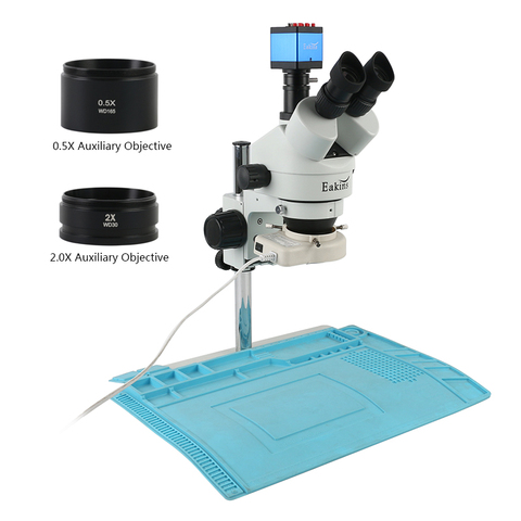 Microscope stéréo trinoculaire professionnel, caméra 13mp SONY IMX307 HDMI/VGA, simulateur de focale d'objectif 3,5 x – 90x, pour le soudage de PCB ► Photo 1/6