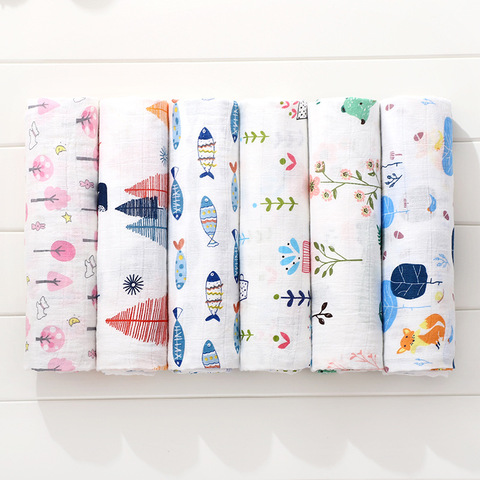 Bébé couverture serviette de bain bambou Swaddle couverture couche gaze mousseline couverture 120 bébé couvertures nouveau-né couverture Swaddle coton ► Photo 1/6