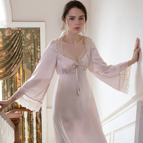 Chemise de nuit romantique chemise de nuit princesse femmes Vintage vêtements de nuit Satin ► Photo 1/6