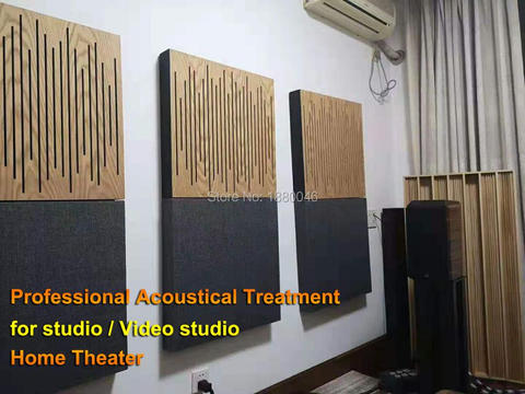 Panneau acoustique en bois, 2 pièces, 60x60cm, équipement Audio pour cinéma privé/studio Pro, avec supports de suspension ► Photo 1/6