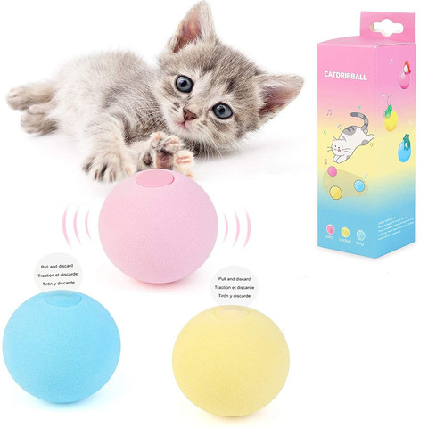 3 pièces Simulation son chat balle jouets pour chats animal de compagnie interactif cataire jouet drôle auto-jeu chaton jouet fournitures de formation pour chat ► Photo 1/6