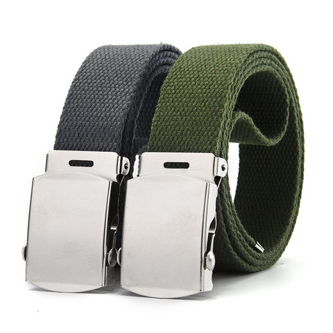 Ceinture en toile de haute qualité unisexe, sangle de luxe, militaire tactique, d'entraînement en plein air, ceintures à boucle en métal, 3.8 de large ► Photo 1/6