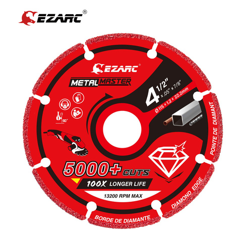 EZARC – roue de coupe en diamant 115mm x 22.23mm, pour le métal, avec 5000 + coupes sur les barres d'armature, l'acier, le fer et l'inox ► Photo 1/6