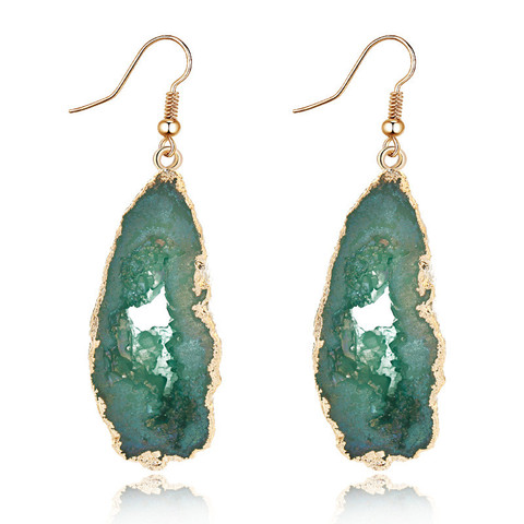 Bijoux Chic pierre creuse Druzy résine boucles d'oreilles grande goutte boucles d'oreilles pour les femmes déclaration Bijoux cadeaux pour les femmes accessoires Brinco ► Photo 1/6