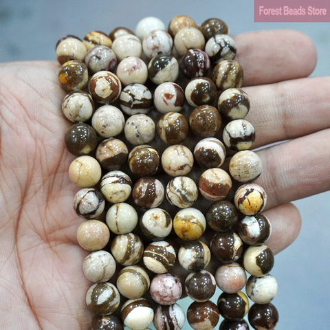 Perles rondes en zèbre d'australie pour la fabrication de bijoux, 4, 6, 8, 10, 12MM, fil de 15 pouces, breloque pour Bracelet, vente en gros ► Photo 1/2