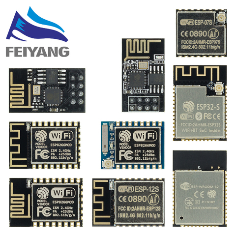 Module sans fil WIFI ESP8266, 100 pièces, ESP01/ ESP-01S/ESP-07/ESP-12E/ESP-12F, adaptateur de système de boîtier intelligent ► Photo 1/6