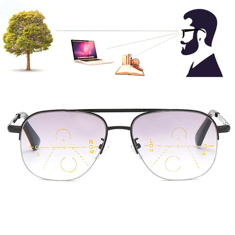 Hommes femmes multifocale soleil lunettes de lecture progressif dégradé teinté presbyte lunettes + 1.0 1.5 2.5 Anti Blue Ray Uv conduite ► Photo 1/6